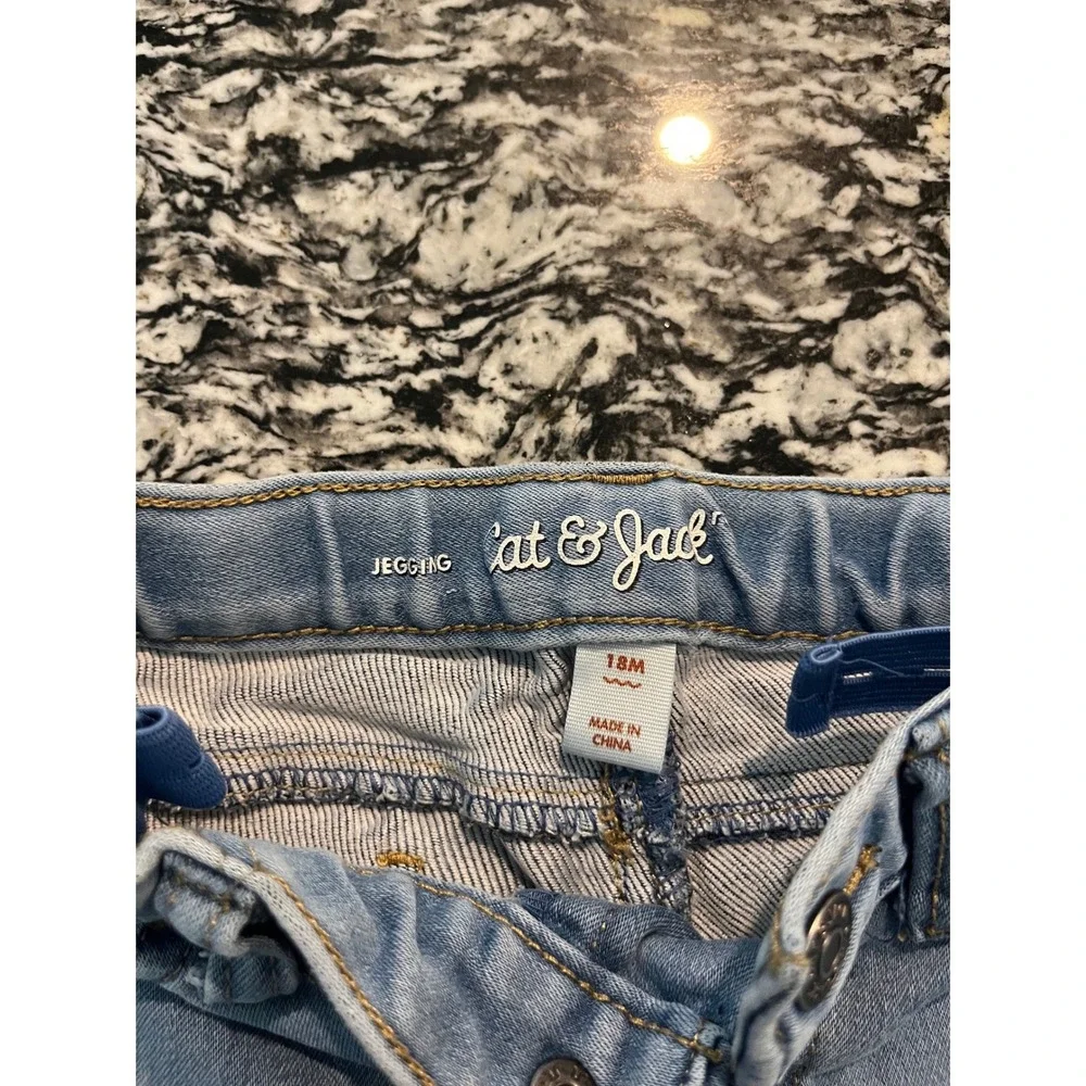 Cat & Jack Baby Girls Unicorn Jeggings Light‎ Wash Denim Jeans 18M Rainbow Knee